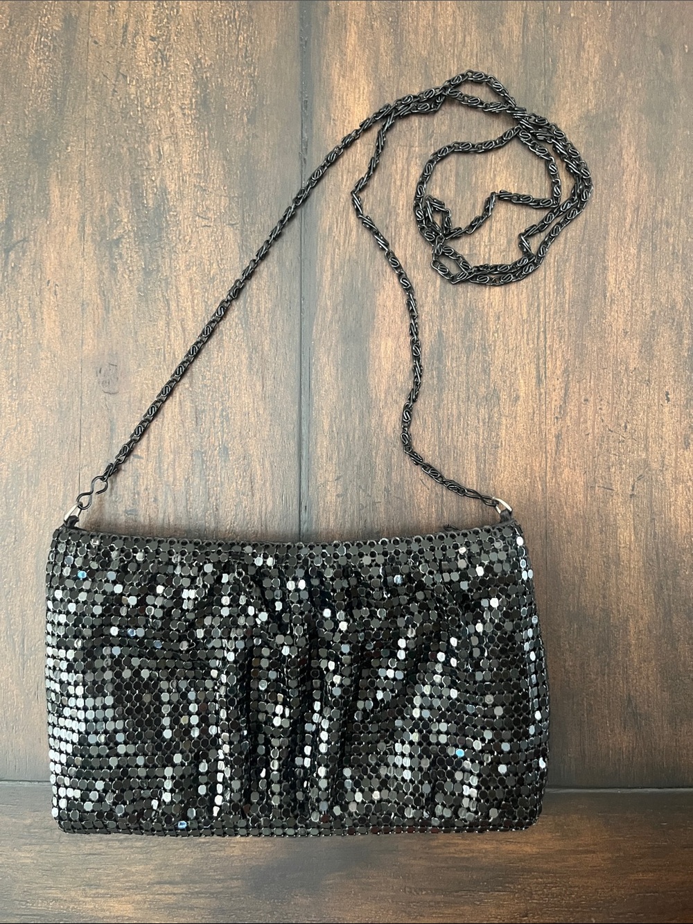 Black metal Sequin Evening Crossbody Bag - Elegant Women’s Clutch